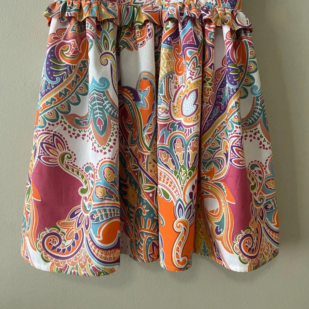 Handmade Children's Multicolour Cotton Poly Sleeveless Triangle Cut Out Dress - Picture 6 of 15